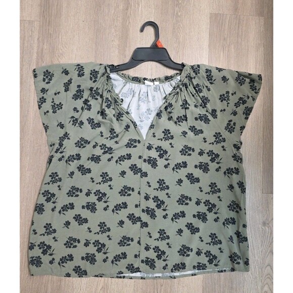 GAP Women Olive Green Floral Blouse XL / Rayon Top – Casual Vintage Style - Picture 14 of 16